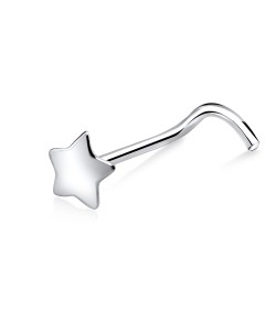 Star Shaped Silver Curved Nose Stud NSKB-03